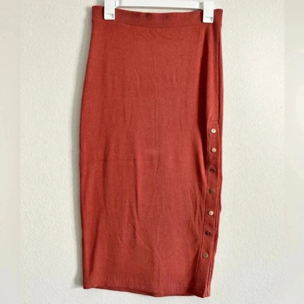 Misguided Ribbed Bodycon Midi Skirt | size 8